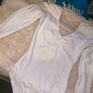 White v neck leotard